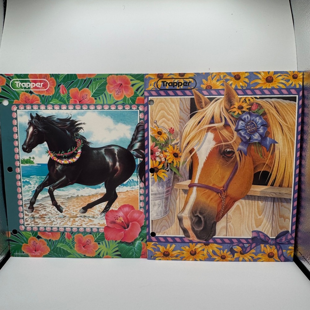 Vintage 1996 Mead Trapper Keeper Horse Folders Brushcreek Creative Set of 2 90s